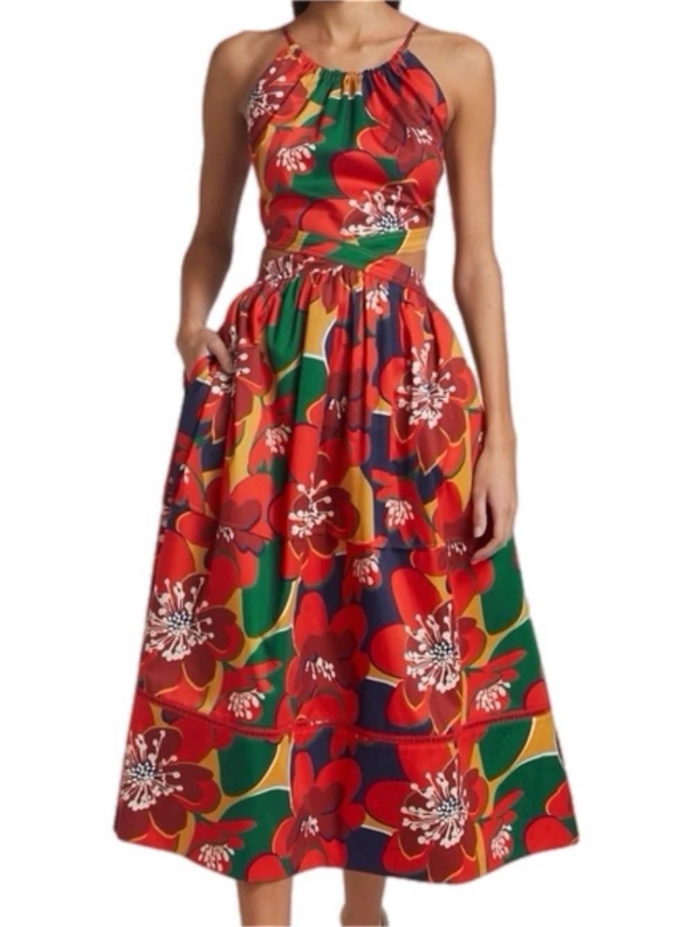 Something Navy Floral Cut Out Dress Medium New With Tags